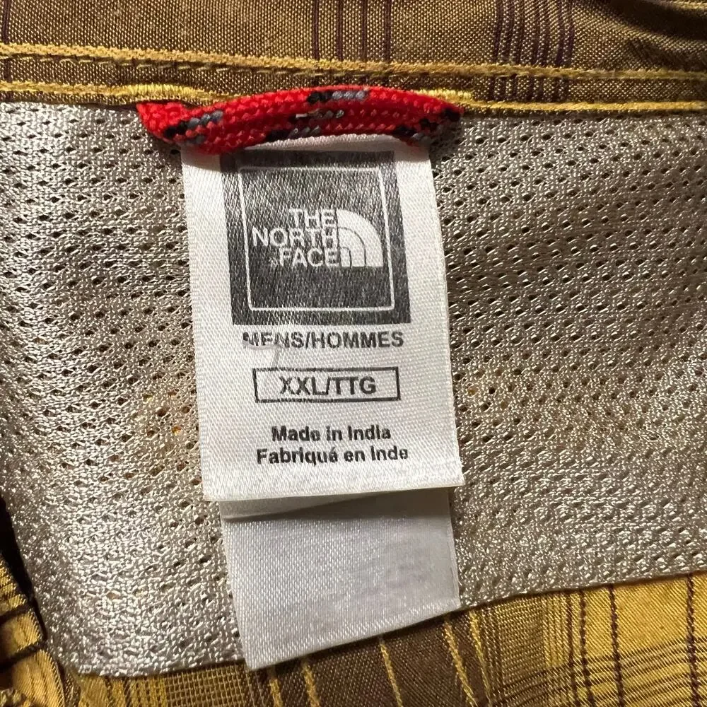 The North Face Shirt Mens XXL Yellow Brown Short Sleeve Performance Button Hike